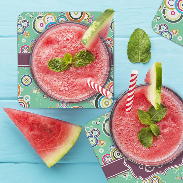 Colored Circles Coaster Set - LIFESTYLE