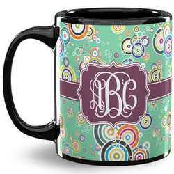 Colored Circles 11 Oz Coffee Mug - Black (Personalized)