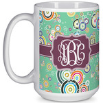 Colored Circles 15 Oz Coffee Mug - White (Personalized)