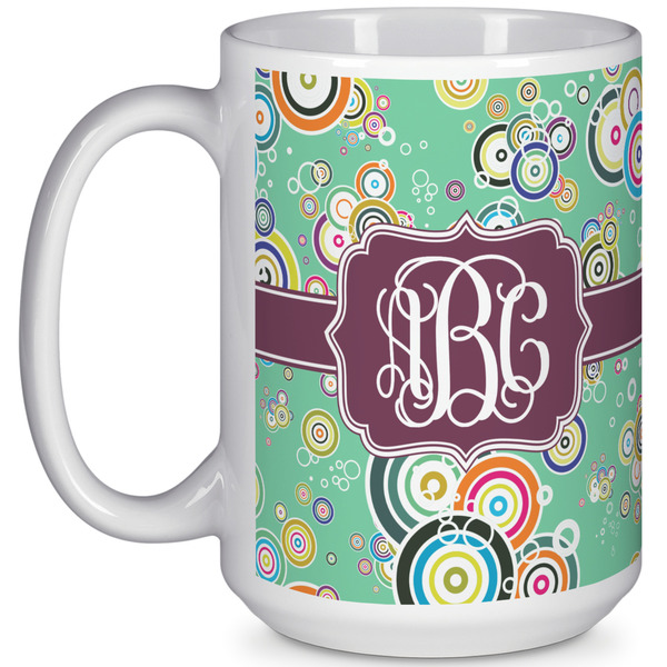Custom Colored Circles 15 Oz Coffee Mug - White (Personalized)
