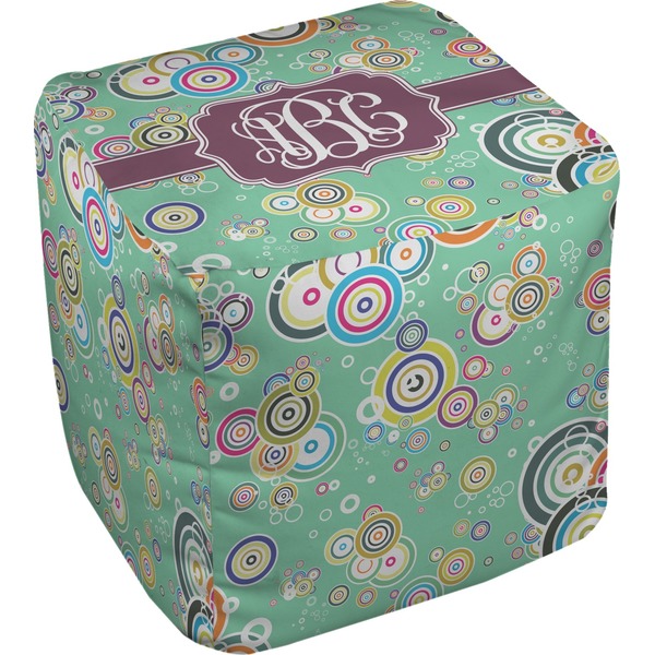 Custom Colored Circles Cube Pouf Ottoman - 13" (Personalized)
