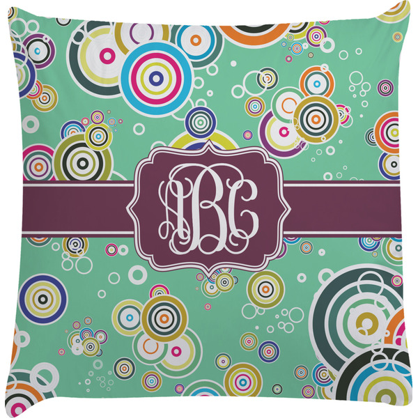 Custom Colored Circles Decorative Pillow Case w/ Monogram