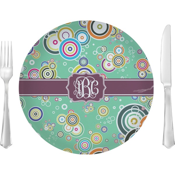 Custom Colored Circles Glass Lunch / Dinner Plate 10" (Personalized)