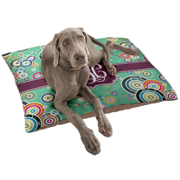 Custom Colored Circles Dog Bed - Large w/ Monogram