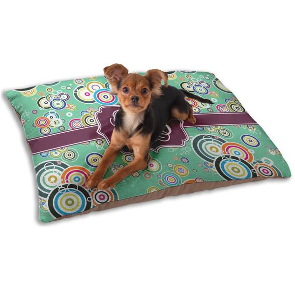 Custom Colored Circles Dog Bed - Small w/ Monogram