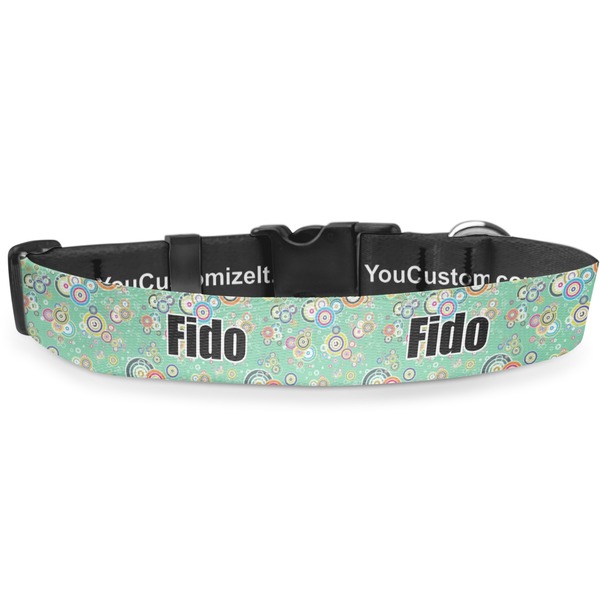 Custom Colored Circles Deluxe Dog Collar - Medium (11.5" to 17.5") (Personalized)
