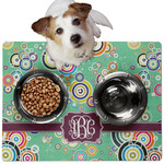 Colored Circles Dog Food Mat - Medium w/ Monogram