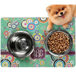 Colored Circles Dog Food Mat - Small w/ Monogram