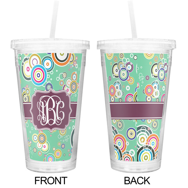 Colored Circles Double Wall Tumbler with Straw - Approval