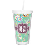 Colored Circles Double Wall Tumbler with Straw (Personalized)