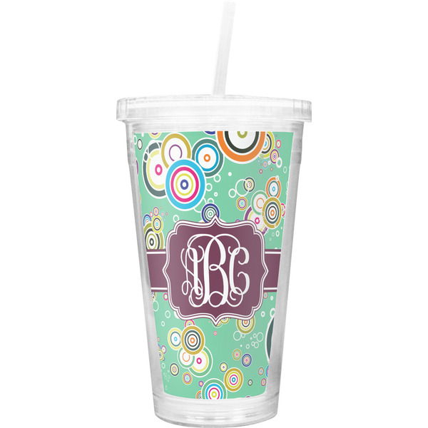 Custom Colored Circles Double Wall Tumbler with Straw (Personalized)