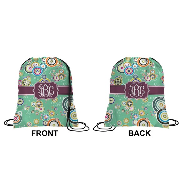 Colored Circles Drawstring Backpack Front & Back Small