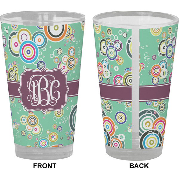 Colored Circles Pint Glass - Full Color - Front & Back Views