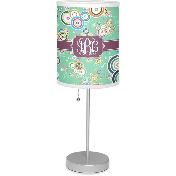 Custom Colored Circles 7" Drum Lamp with Shade Linen (Personalized)