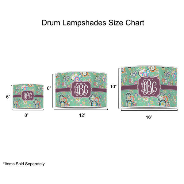 Colored Circles Drum Lampshades - Sizing Chart