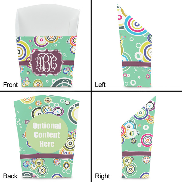 Colored Circles French Fry Favor Box - Front & Back View