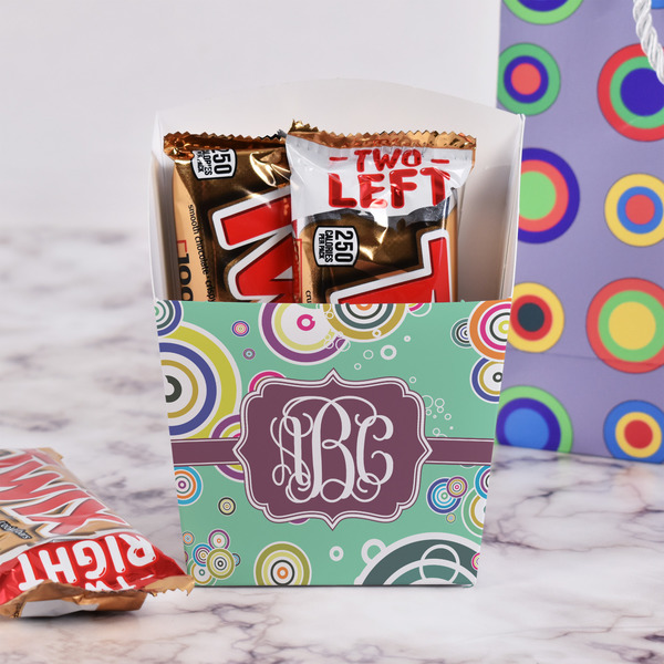 Colored Circles French Fry Favor Box - w/ Treats View