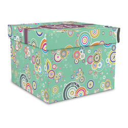 Colored Circles Gift Box with Lid - Canvas Wrapped - Large (Personalized)