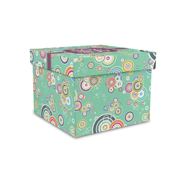 Custom Colored Circles Gift Box with Lid - Canvas Wrapped - Small (Personalized)