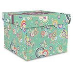 Colored Circles Gift Box with Lid - Canvas Wrapped - X-Large (Personalized)