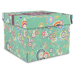 Colored Circles Gift Box with Lid - Canvas Wrapped - XX-Large (Personalized)