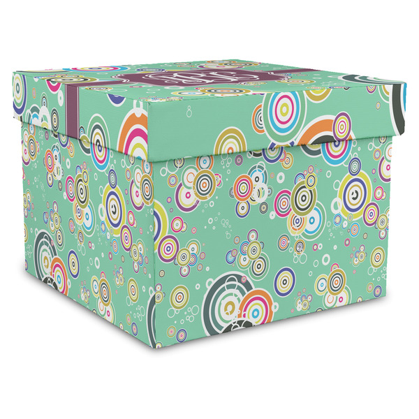 Custom Colored Circles Gift Box with Lid - Canvas Wrapped - XX-Large (Personalized)