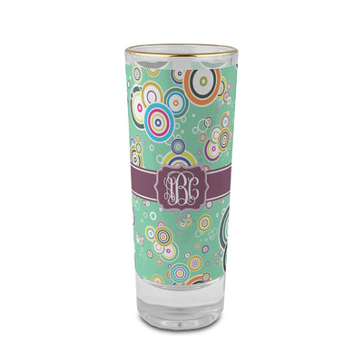 Colored Circles 2 oz Shot Glass - Glass with Gold Rim (Personalized)