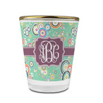 Colored Circles Glass Shot Glass - 1.5 oz - with Gold Rim - Single (Personalized)