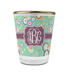 Colored Circles Glass Shot Glass - 1.5 oz - with Gold Rim - Set of 4 (Personalized)