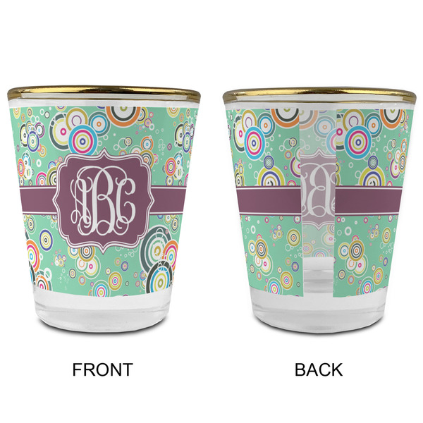 Colored Circles Glass Shot Glass - with gold rim - APPROVAL