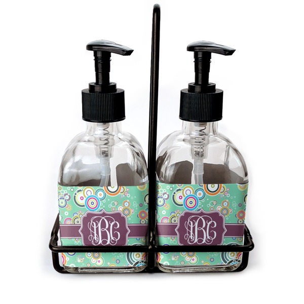 Custom Colored Circles Glass Soap & Lotion Bottle Set (Personalized)
