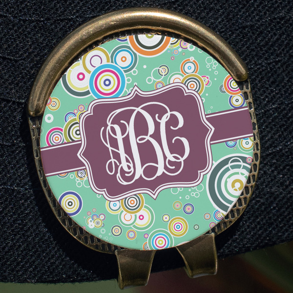 Colored Circles Golf Ball Marker Hat Clip - Gold - Close Up