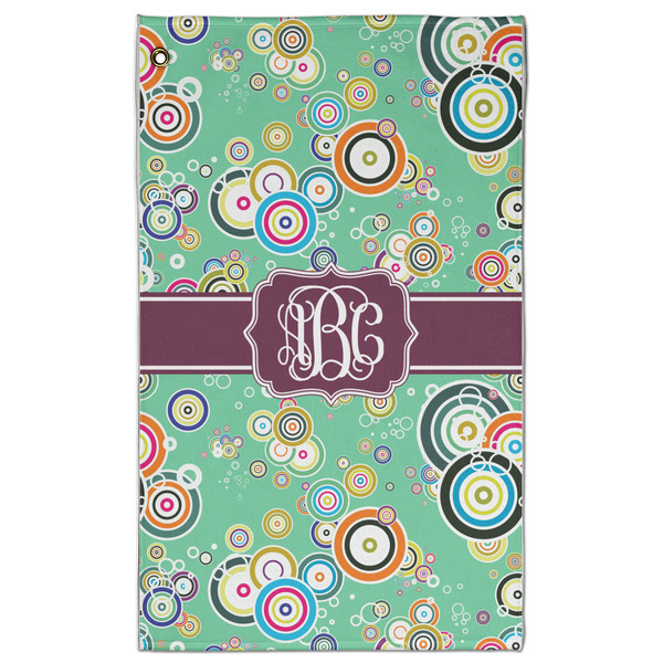 Custom Colored Circles Golf Towel - Poly-Cotton Blend w/ Monograms