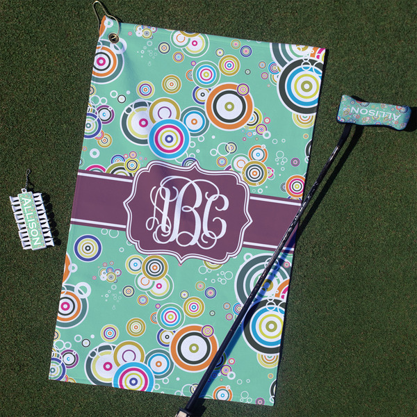 Custom Colored Circles Golf Towel Gift Set (Personalized)