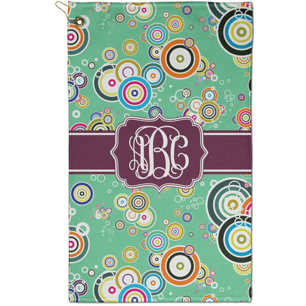 Custom Colored Circles Golf Towel - Poly-Cotton Blend - Small w/ Monograms