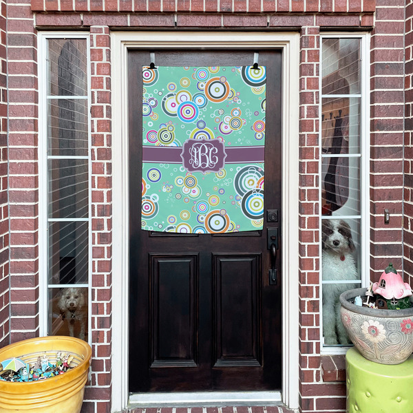 Colored Circles House Flags - Double Sided - (Over the door) LIFESTYLE