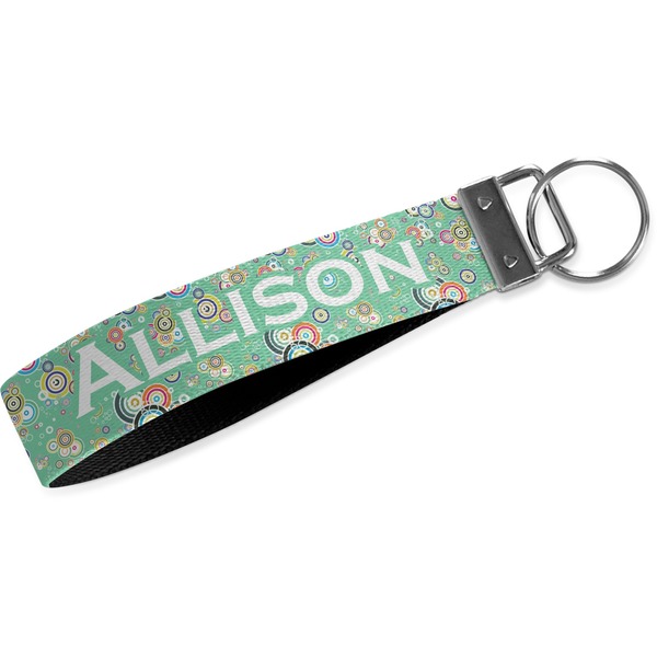 Custom Colored Circles Wristlet Webbing Keychain Fob (Personalized)