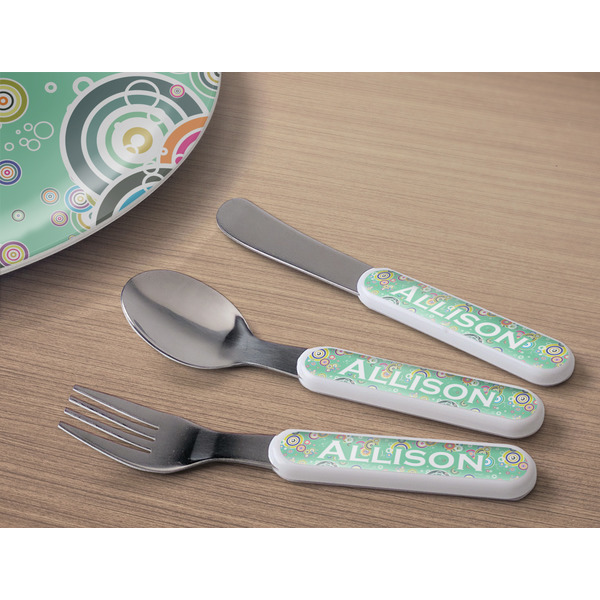 Colored Circles Kids Flatware w/ Plate
