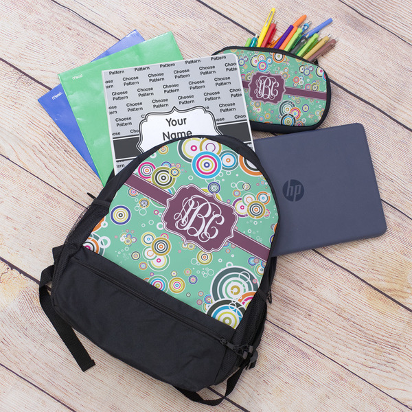 Colored Circles Large Backpack - Black - With Stuff