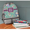 Colored Circles Large Backpack - Gray - On Desk