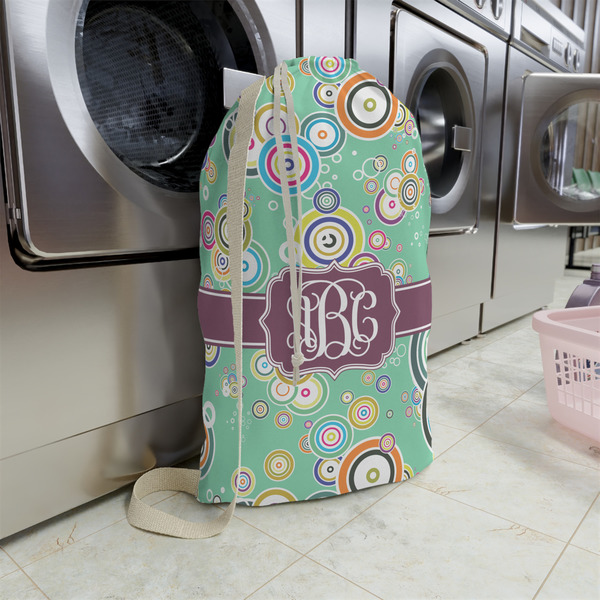 Colored Circles Large Laundry Bag - In Context