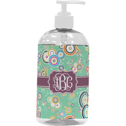 Colored Circles Plastic Soap / Lotion Dispenser (16 oz - Large - White) (Personalized)