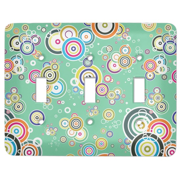 Custom Colored Circles Light Switch Cover (3 Toggle Plate)