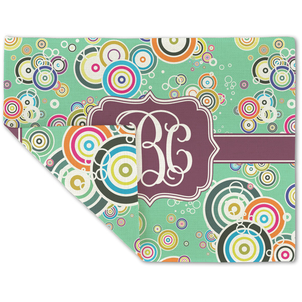 Custom Colored Circles Double-Sided Linen Placemat - Single w/ Monogram