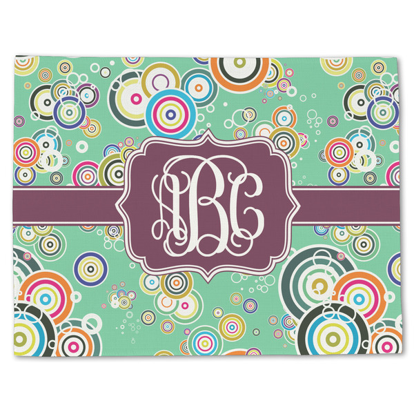 Custom Colored Circles Single-Sided Linen Placemat - Single w/ Monogram