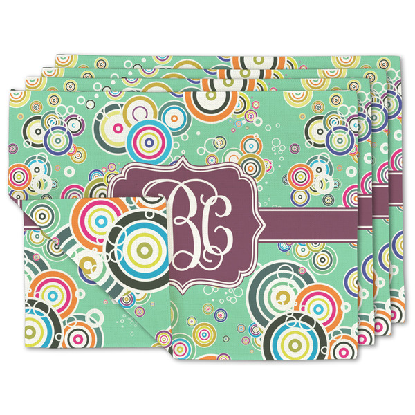 Custom Colored Circles Double-Sided Linen Placemat - Set of 4 w/ Monogram