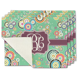 Colored Circles Single-Sided Linen Placemat - Set of 4 w/ Monogram