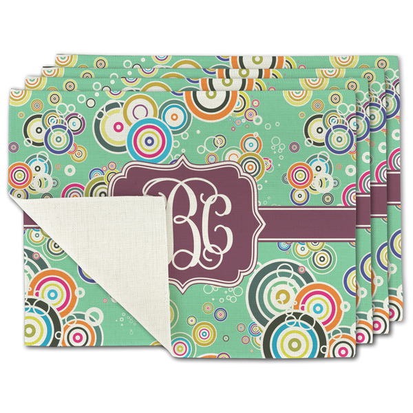 Custom Colored Circles Single-Sided Linen Placemat - Set of 4 w/ Monogram