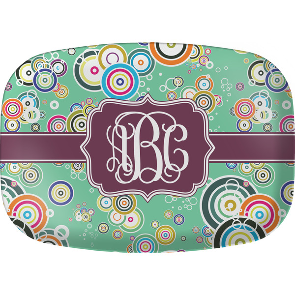 Custom Colored Circles Melamine Platter w/ Monogram
