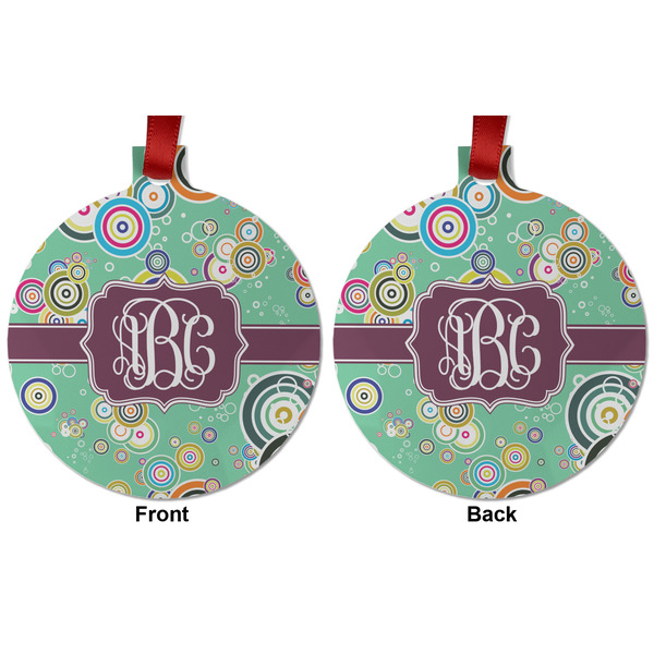 Colored Circles Metal Ball Ornament - Front and Back
